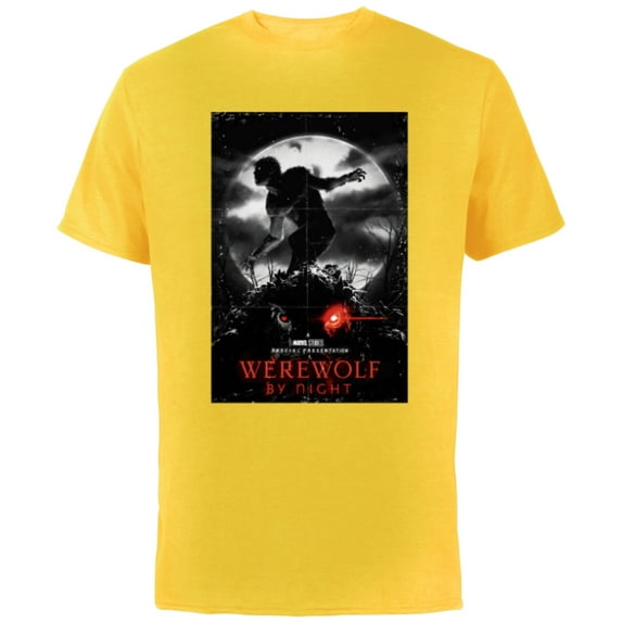 Marvel Werewolf by Night and Man-Thing Full Moon Disney+ - Short Sleeve Cotton T-Shirt for Adults - Customized-Yellow