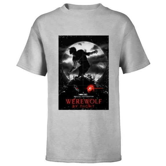 Marvel Werewolf by Night and Man-Thing Full Moon Disney+ - Short Sleeve T-Shirt for Kids - Customized-Athletic Heather