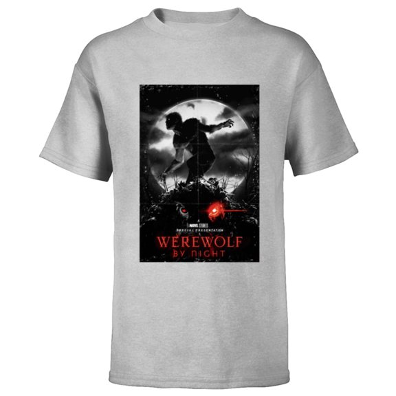 Marvel Werewolf by Night and Man-Thing Full Moon Disney+ - Short Sleeve T-Shirt for Kids - Customized-Athletic Heather