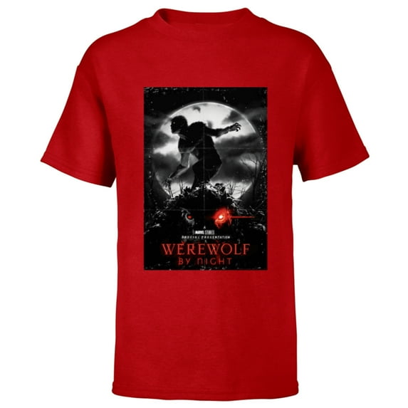 Marvel Werewolf by Night and Man-Thing Full Moon Disney+ - Short Sleeve T-Shirt for Kids - Customized-Red