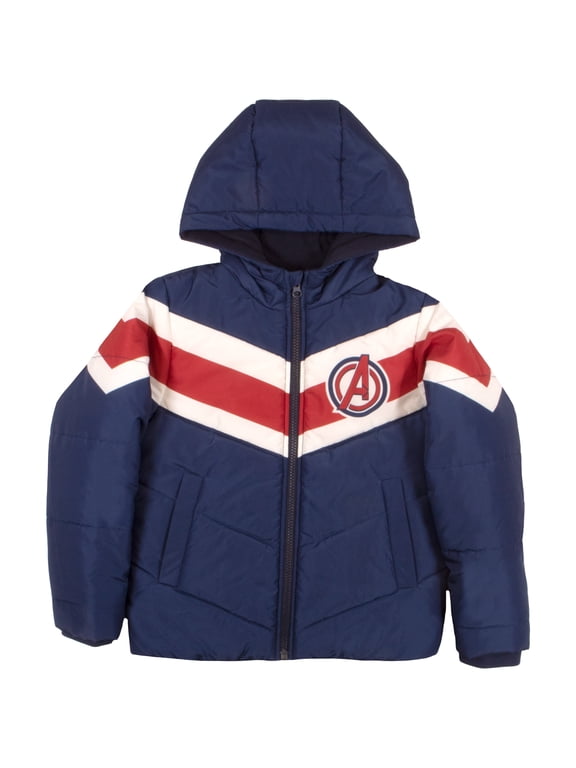 Spider-Man & Avengers Boys Graphic Puffer Winter Jacket (Little & Big Boys), Sizes 4–18
