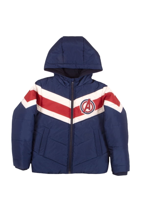 Spider-Man & Avengers Boys Graphic Puffer Winter Jacket (Little & Big Boys), Sizes 4–18