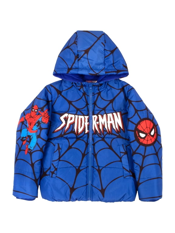 Boys Spider‑Man Puffer Winter Coat (Little & Big Boys), Sizes 4–18