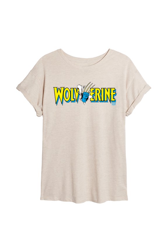 - Wolverine Claw Logo Horizontal Chest - Juniors Oversized Graphic T-Shirt