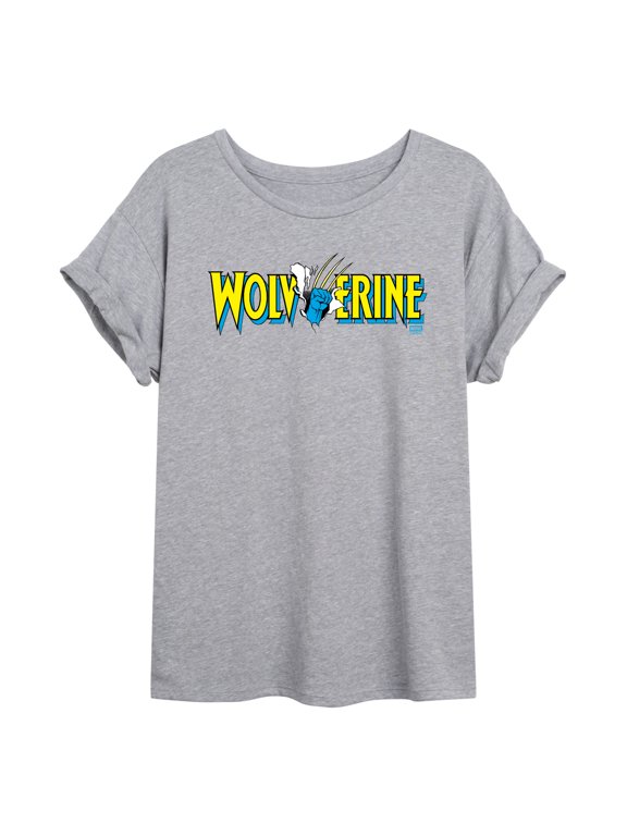 - Wolverine Claw Logo Horizontal Chest - Juniors Oversized Graphic T-Shirt