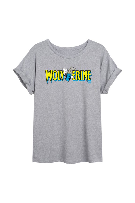 - Wolverine Claw Logo Horizontal Chest - Juniors Oversized Graphic T-Shirt