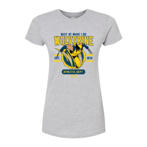 Marvel Wolverine - Collegiate Scratch - Juniors Fitted Graphic T-Shirt