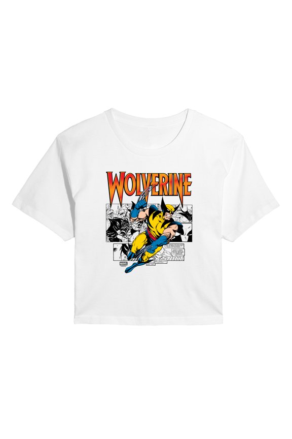 - Wolverine Comic - Juniors Cropped Graphic T-Shirt
