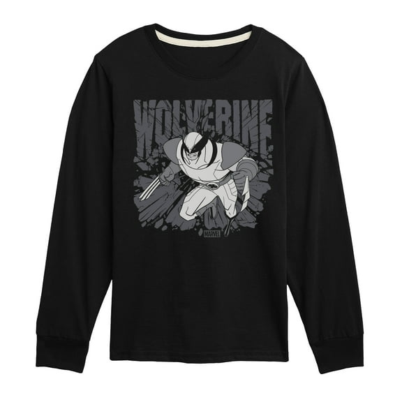 Marvel Wolverine - Gray Toned Comic - Toddler and Youth Long Sleeve Graphic T-Shirt