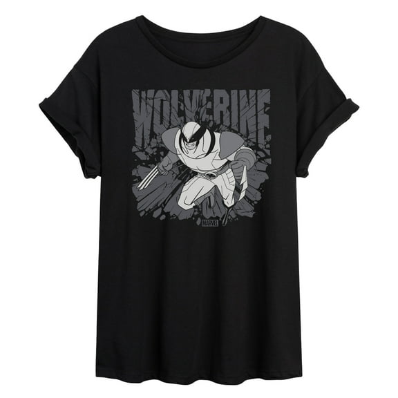 Marvel Wolverine - Gray Toned Comic - Women's Oversized Graphic T-Shirt