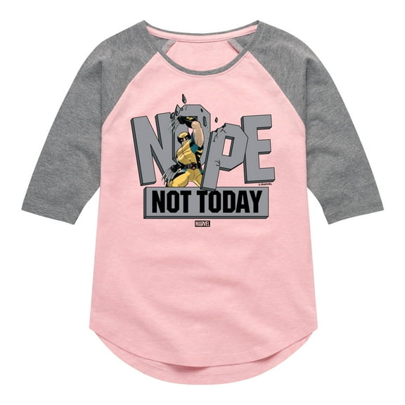 Marvel Wolverine - Nope Not Today - Toddler and Youth Girls Shirt Tail Raglan