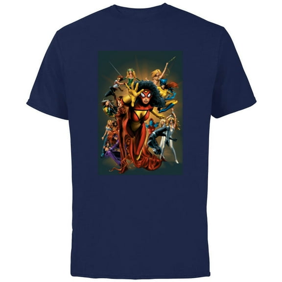 Marvel Women Spider-Woman Scarlet Witch Rogue Dazzler Araña - Short Sleeve Cotton T-Shirt for Adults - Customized-Navy