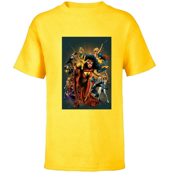 Marvel Women Spider-Woman Scarlet Witch Rogue Dazzler Araña - Short Sleeve T-Shirt for Kids - Customized-Yellow