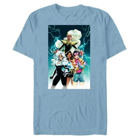 Marvel Women Storm Jubilee Wasp America Chavez & Black Cat - Short Sleeve Blended T-Shirt for Adults - Customized-Ocean Blue