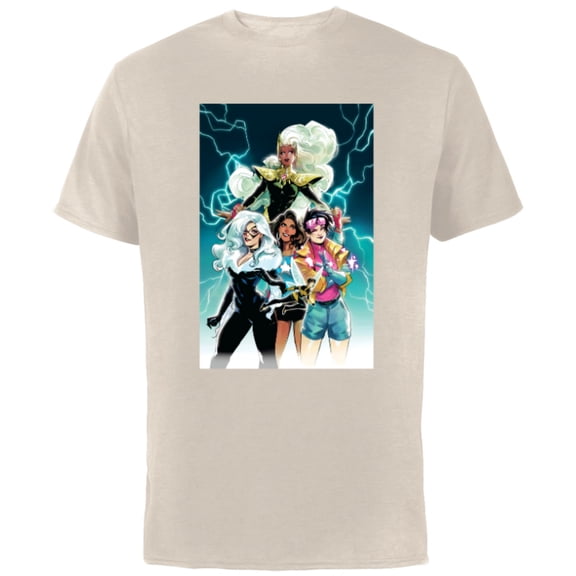 Marvel Women Storm Jubilee Wasp America Chavez & Black Cat - Short Sleeve Cotton T-Shirt for Adults - Customized-Natural