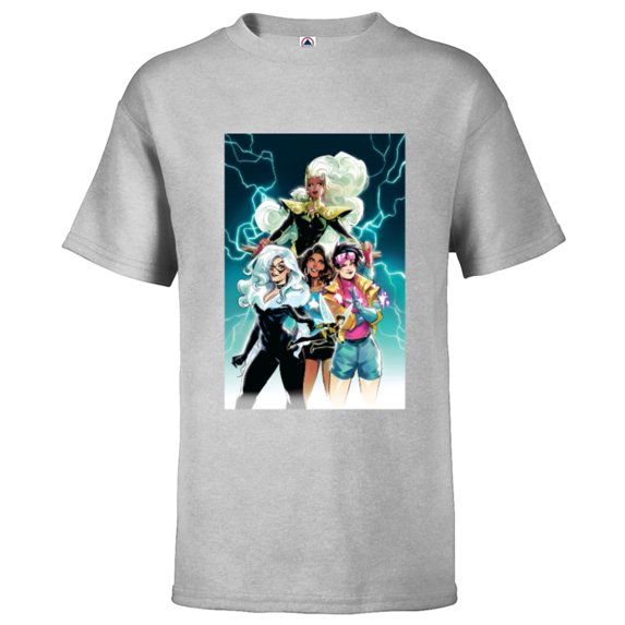 Marvel Women Storm Jubilee Wasp America Chavez & Black Cat - Short Sleeve T-Shirt for Kids - Customized-Athletic Heather
