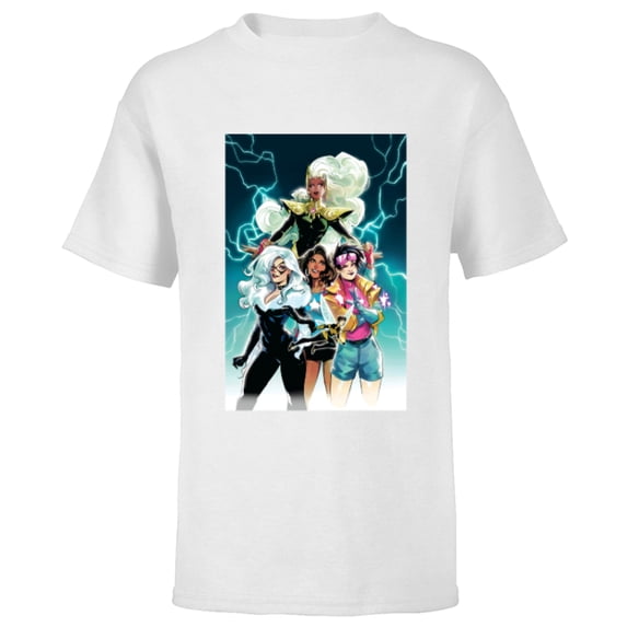 Marvel Women Storm Jubilee Wasp America Chavez & Black Cat - Short Sleeve T-Shirt for Kids - Customized-White