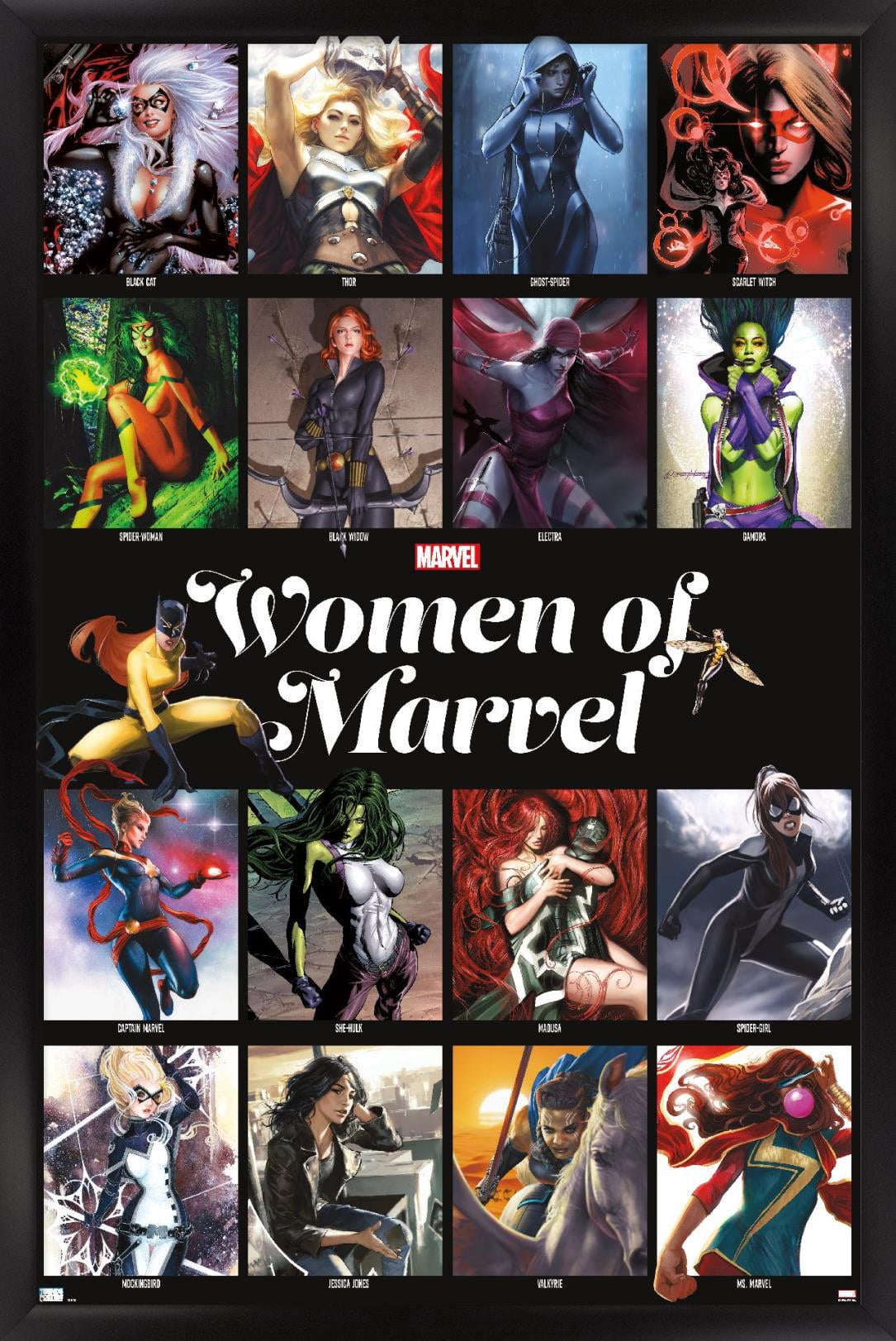 Marvel - Women of Marvel - Grid Wall Poster, 14.725" x 22.375", Framed