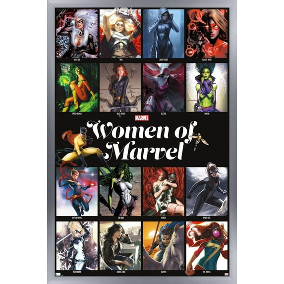 Marvel - Women of Marvel - Grid Wall Poster, 14.725" x 22.375", Framed