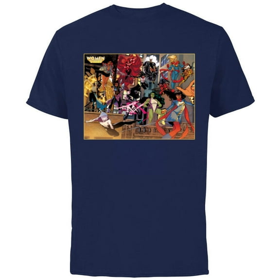 Marvel Women of Marvel Ms Marvel Ghost Spider She-Hulk - Short Sleeve Cotton T-Shirt for Adults - Customized-Navy