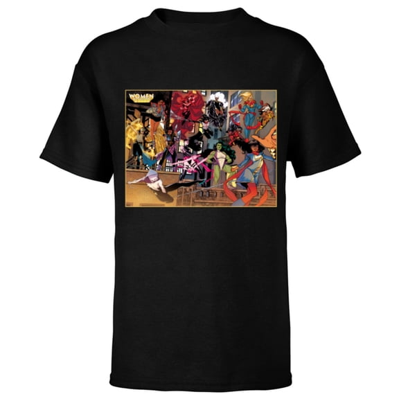 Marvel Women of Marvel Ms Marvel Ghost Spider She-Hulk - Short Sleeve T-Shirt for Kids - Customized-Black