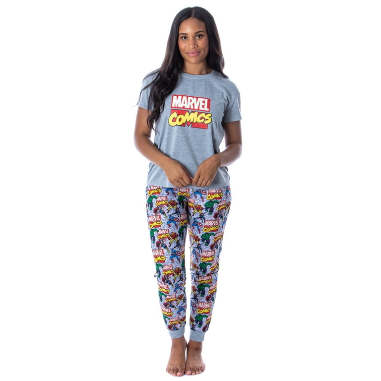 Free Shipping Marvel Women s Character Comic Book Print 2 Piece Jogger Pajama Set Walmart
