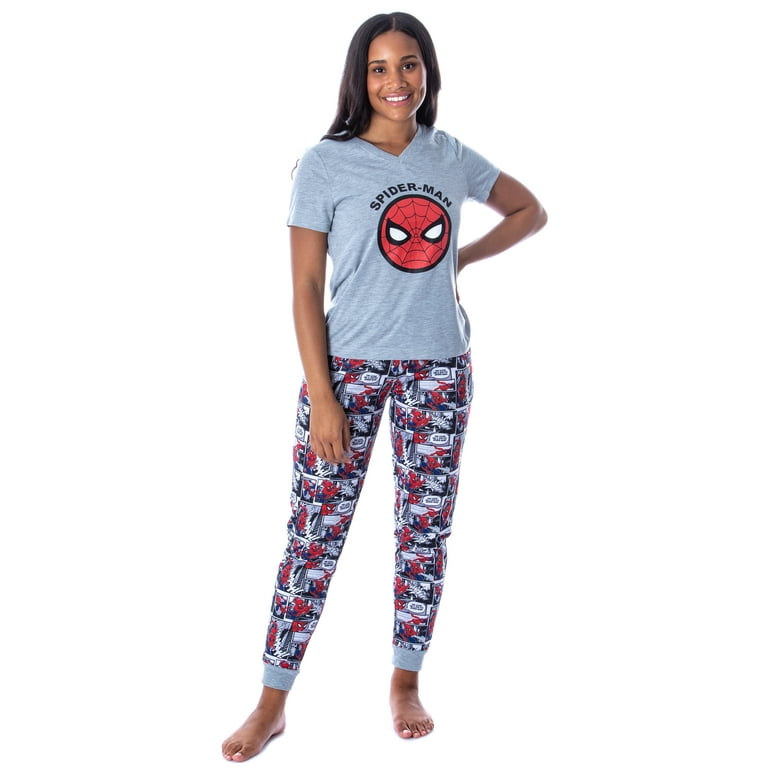 Free Shipping Marvel Womens Spider Man Comic Book 2 Piece Jogger Pajama Set Walmart