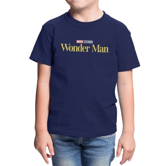 Marvel Wonder Man Show Logo Youth T Shirt (Navy, XS-XL)