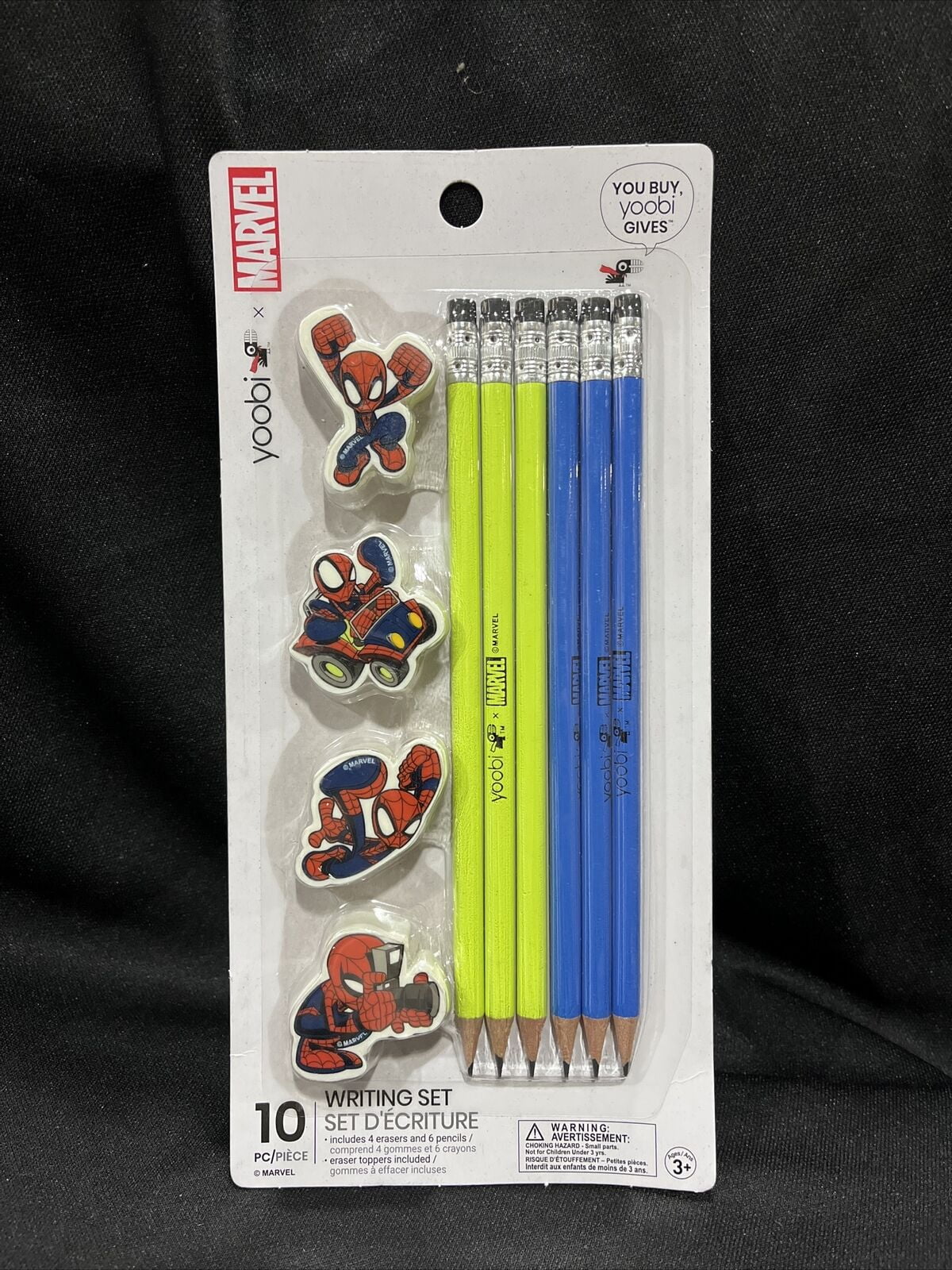 Marvel Writing Set 3 Erasers & 6 Pencils SpiderMan Yoobi