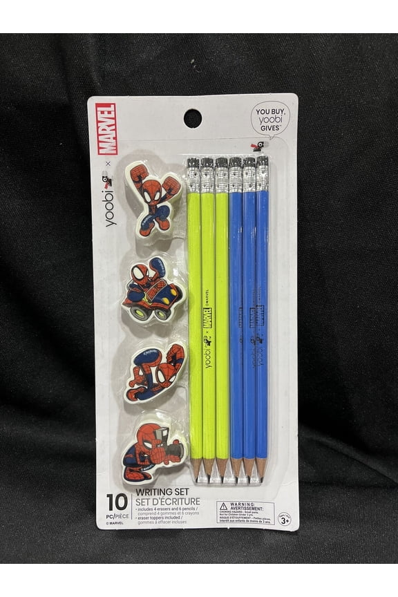 Writing Set 3 Erasers & 6 Pencils Spider-Man Yoobi