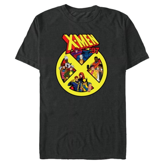 Marvel X-Men ’97 Animated Series X Logo with Team - Short Sleeve Blended T-Shirt for Adults - Customized-Dark Heather
