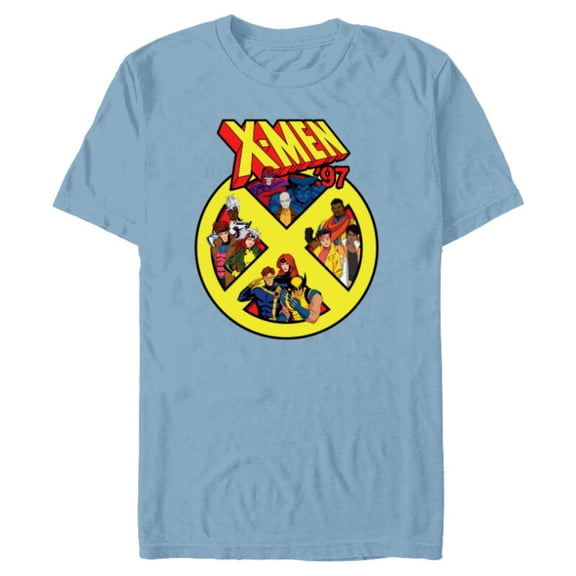 Marvel X-Men ’97 Animated Series X Logo with Team - Short Sleeve Blended T-Shirt for Adults - Customized-Ocean Blue
