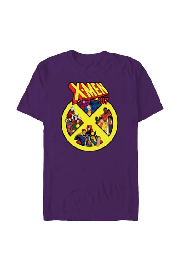 X-Men ’97 Animated Series X Logo with Team - Short Sleeve Blended T-Shirt for Adults - Customized-Purple