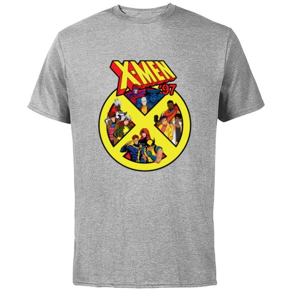 Marvel X-Men ’97 Animated Series X Logo with Team - Short Sleeve Cotton T-Shirt for Adults - Customized-Athletic Heather
