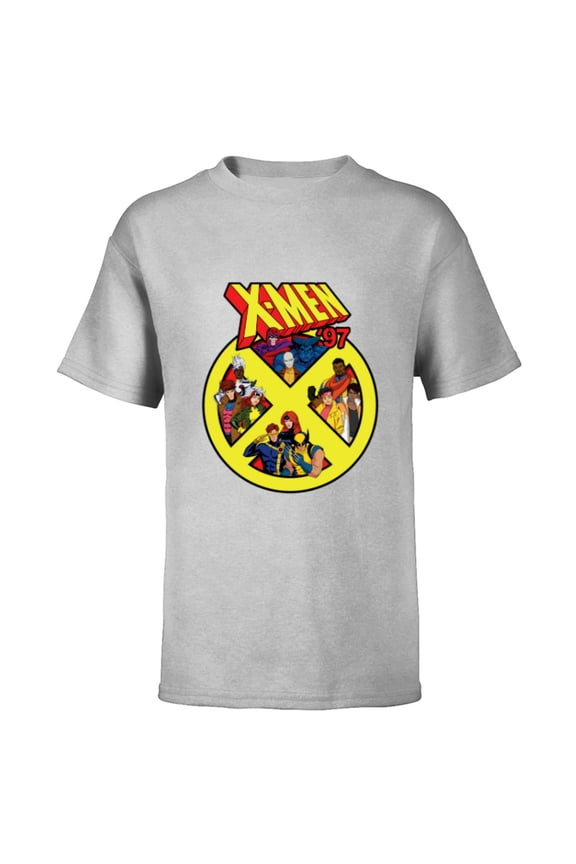 X-Men ’97 Animated Series X Logo with Team - Short Sleeve T-Shirt for Kids - Customized-Athletic Heather