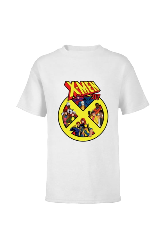 X-Men ’97 Animated Series X Logo with Team - Short Sleeve T-Shirt for Kids - Customized-White