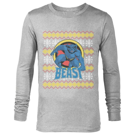 Marvel X-Men Beast Holiday Sweater - Long Sleeve T-Shirt for Men - Customized-Athletic Heather