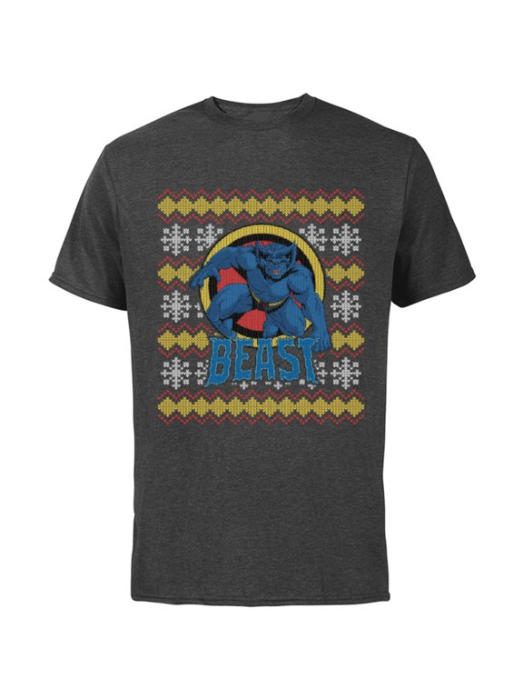 X-Men Beast Holiday Sweater - Short Sleeve Cotton T-Shirt for Adults - Customized-Charcoal