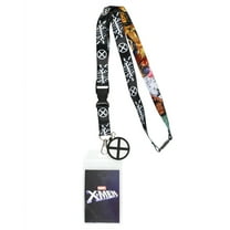 Marvel X-Men Character Logo Design Reversible ID Badge Lanyard With 2" Rubber Charm And Lobster Clasp Key Holder