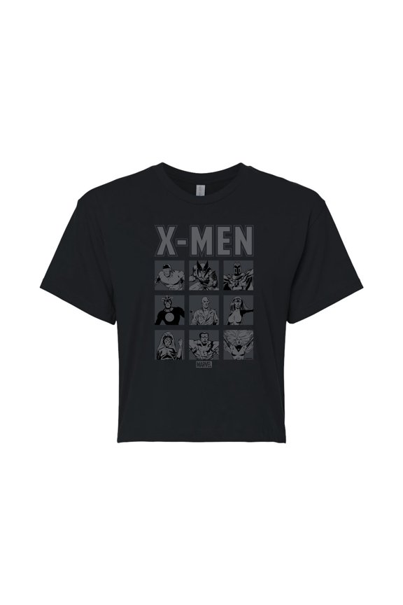 X-Men - Comic Character Grid - Juniors Cropped Graphic T-Shirt