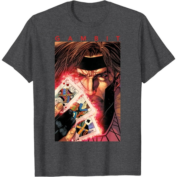 Marvel X-Men Gambit Glowing Cards Graphic T-Shirt for Men Women