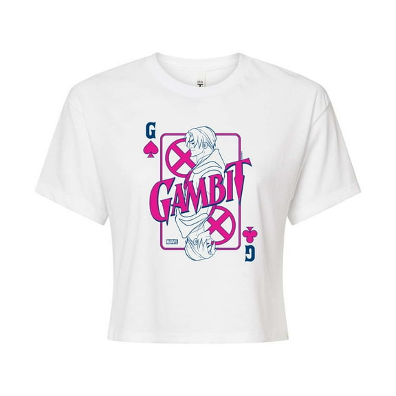 Marvel X-Men - Gambit Playing Card - Juniors Cropped Graphic T-Shirt