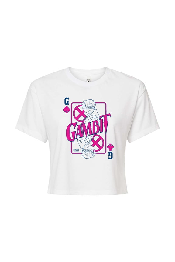X-Men - Gambit Playing Card - Juniors Cropped Graphic T-Shirt