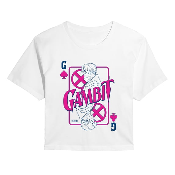 Marvel X-Men - Gambit Playing Card - Juniors Cropped Graphic T-Shirt