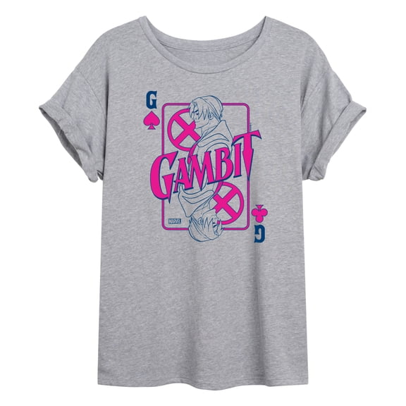 Marvel X-Men - Gambit Playing Card - Women's Oversized Graphic T-Shirt