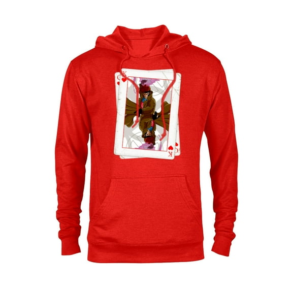 Marvel X-Men Gambit Playing Cards 90s - Pullover Hoodie for Adults – Customized-Red Heather
