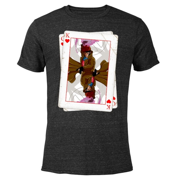 Marvel X-Men Gambit Playing Cards 90s - Short Sleeve Blended T-Shirt for Adults – Customized-Black