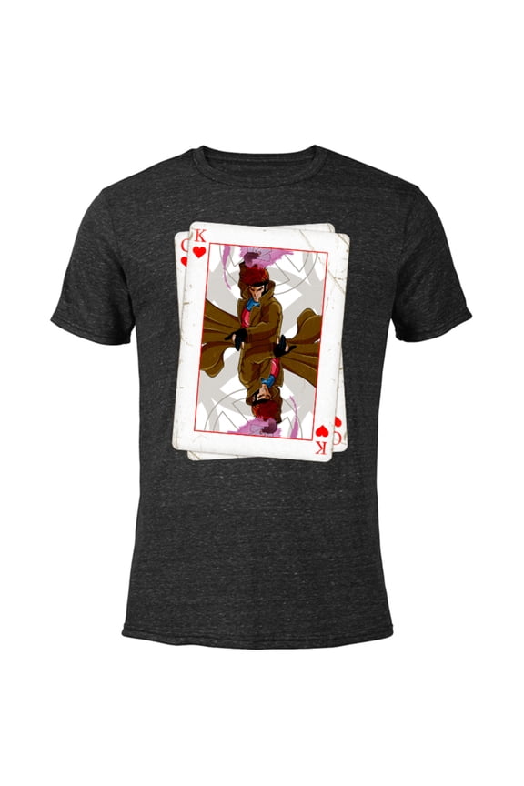 X-Men Gambit Playing Cards 90s - Short Sleeve Blended T-Shirt for Adults – Customized-Black