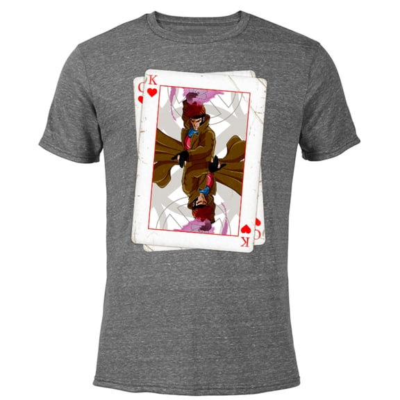 Marvel X-Men Gambit Playing Cards 90s - Short Sleeve Blended T-Shirt for Adults – Customized-Dark Heather