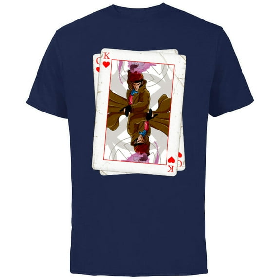Marvel X-Men Gambit Playing Cards 90s - Short Sleeve Cotton T-Shirt for Adults - Customized-Navy